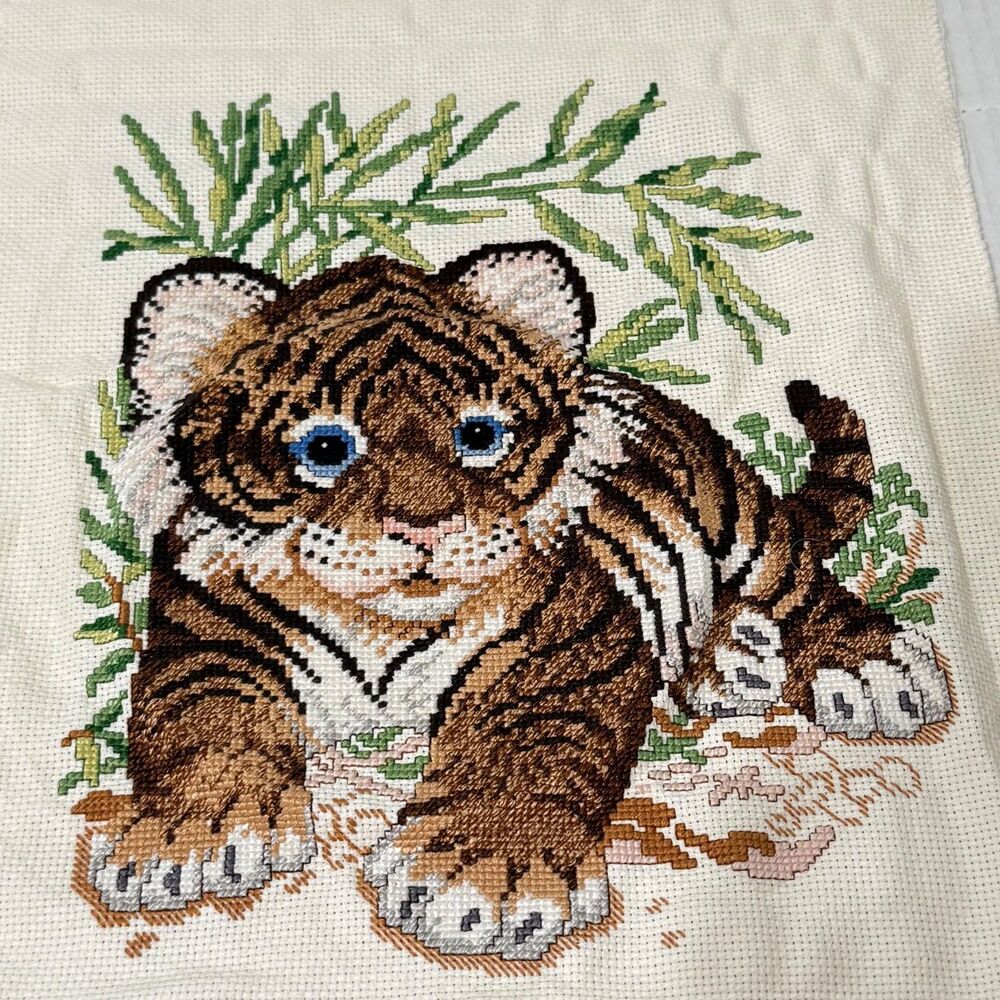 Completed Counted Cross Stitch Baby Sumatran Tiger 50693 Candamar Designs